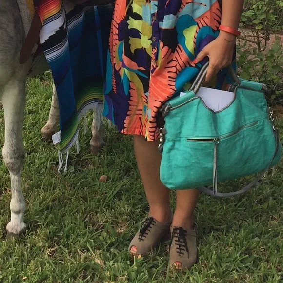 No. 6 Lace Up Slingback Clog Gray/Tan color heels - Picture 6 of 6